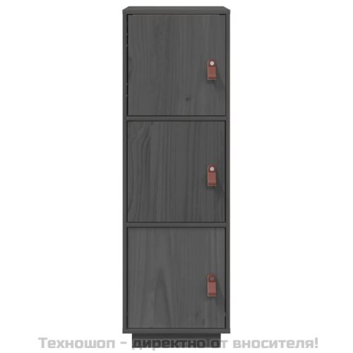 Висок шкаф, сив, 34x40x108,5 см, борово дърво масив