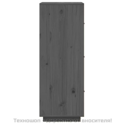 Висок шкаф, сив, 34x40x108,5 см, борово дърво масив