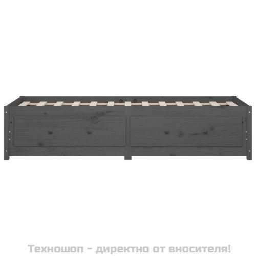 Дневно легло, сиво, борово дърво масив, 90x200 см