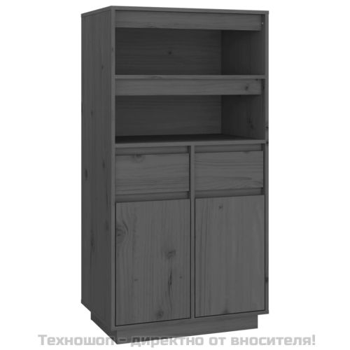Висок шкаф, сив, 60x40x116,5 см, борово дърво масив