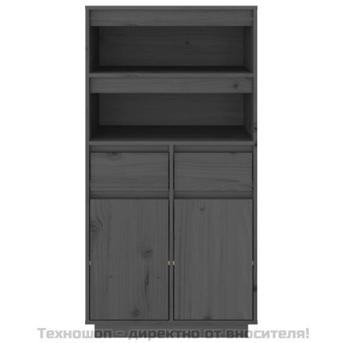 Висок шкаф, сив, 60x40x116,5 см, борово дърво масив