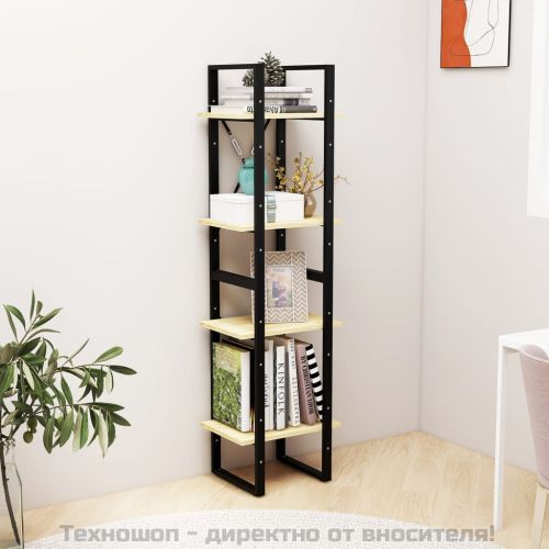 4-етажна библиотека, 40x30x140 см, борово дърво масив