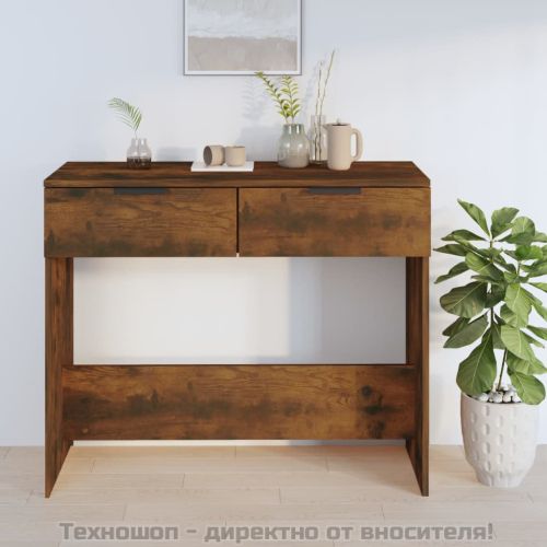 Конзолна маса, опушен дъб, 90x36x75 см, инженерно дърво