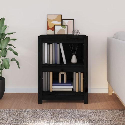 Библиотека, черна, 50x35x68 см, бор масив