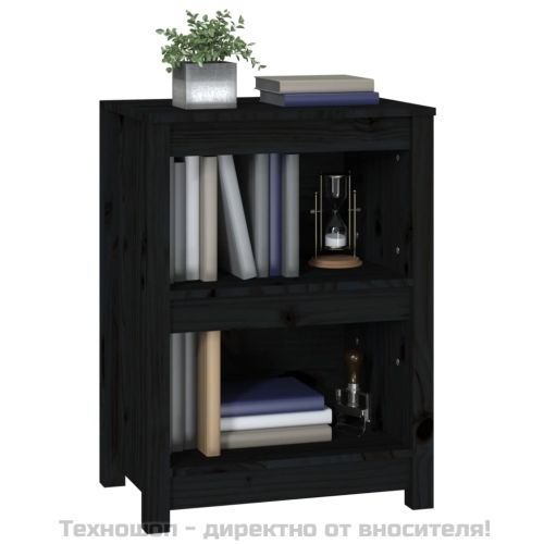 Библиотека, черна, 50x35x68 см, бор масив