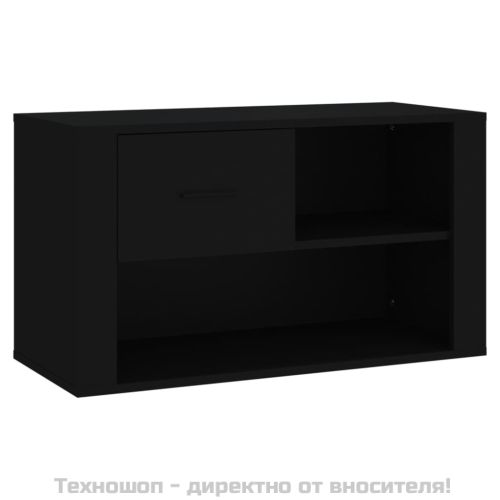 Шкаф за обувки, черен, 80x35x45 см, инженерно дърво