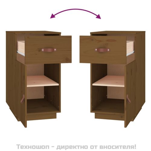 Шкаф за бюро, меденокафяв, 40x50x75 см, борово дърво масив