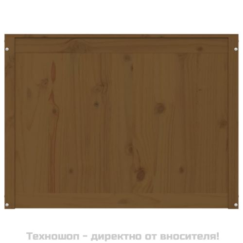 Кутия за пране, меденокафява, 88,5x44x66 см, борово дърво масив