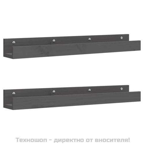 Стенни рафтове, 2 бр, сива 80x12x9 см масивно борово дърво