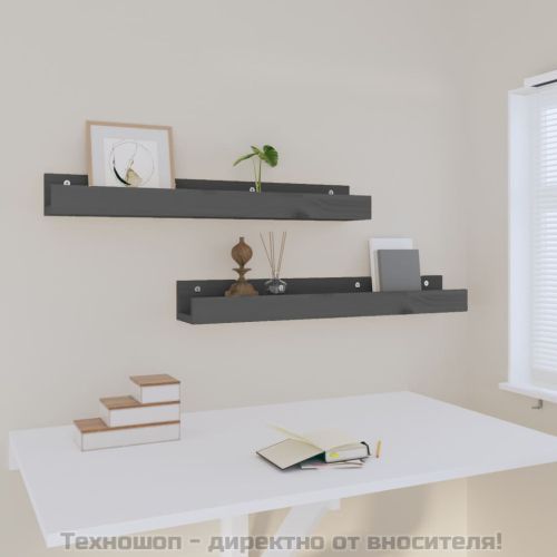 Стенни рафтове, 2 бр, сива 80x12x9 см масивно борово дърво