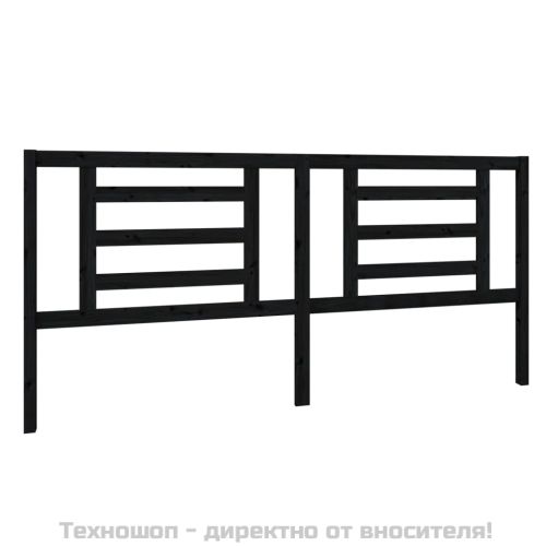 Горна табла за легло, черна, 206x4x100 см, бор масив