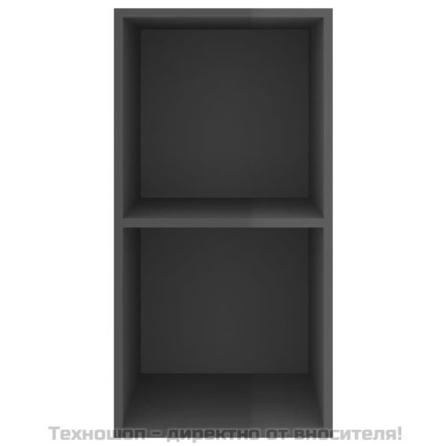 ТВ шкаф за стенен монтаж, сив гланц, 37x37x72см инженерно дърво