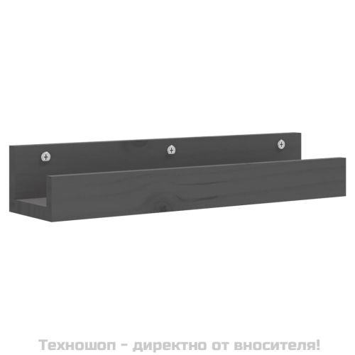 Стенни рафтове 2 бр сиви 50x12x9 см масивно борово дърво