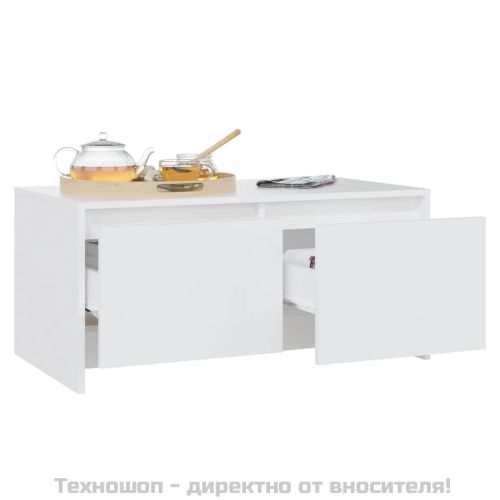 Кафе маса, бяла, 90x50x41,5 см, инженерно дърво