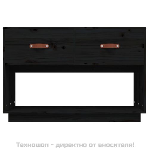 ТВ шкаф, черен, 90x40x60 см, бор масив