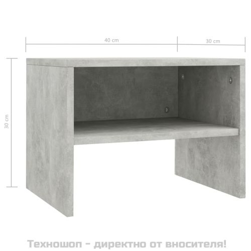 Нощни шкафчета, 2 бр, бетонно сив, 40x30x30 см, инженерно дърво