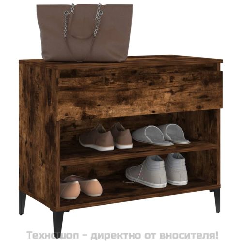Шкаф за обувки, опушен дъб, 70x36x60 см, инженерно дърво