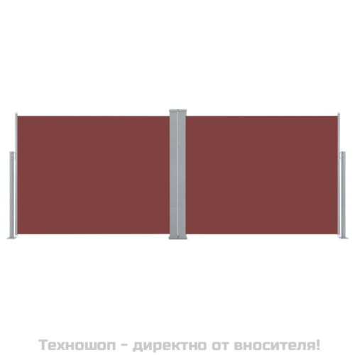 Прибираща се странична тента, кафява, 140x1000 см