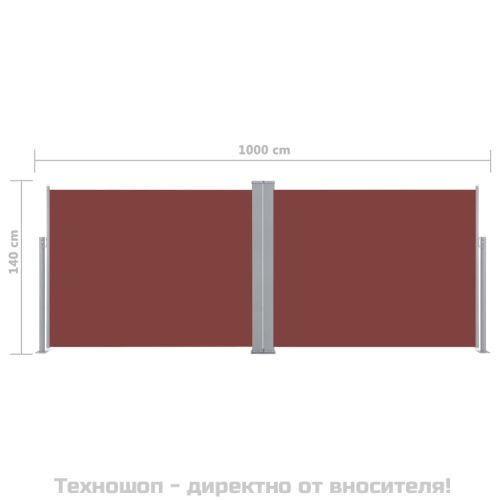 Прибираща се странична тента, кафява, 140x1000 см