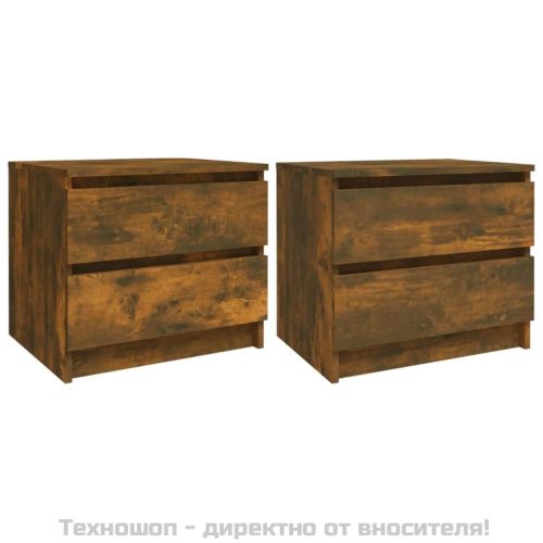 Нощни шкафчета 2 бр опушен дъб 50x39x43,5 см инженерно дърво