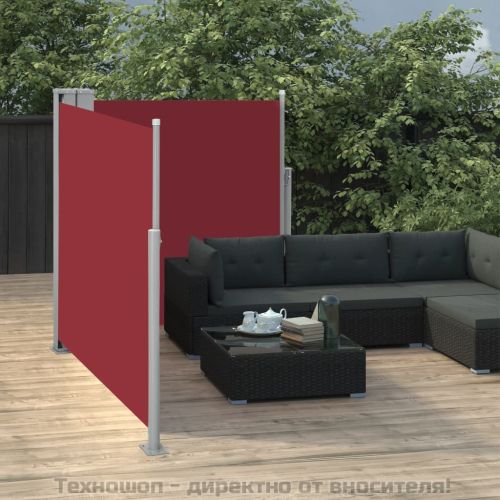 Прибираща се странична тента, червена, 120x600 см
