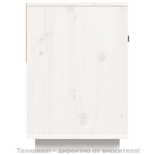 ТВ шкаф, бял, 90x40x60 см, бор масив
