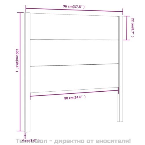 Табла за спалня, черна, 96x4x100 см, бор масив