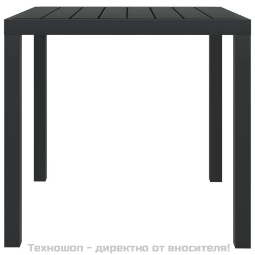 Градинска маса, черна, 80x80x74 см, алуминий и WPC