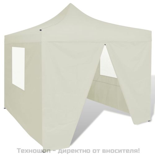 Сгъваема шатра 3 х 3 м, с 4 стени, кремава