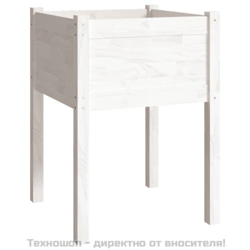 Градински сандък, бял, 50x50x70 см, бор масив