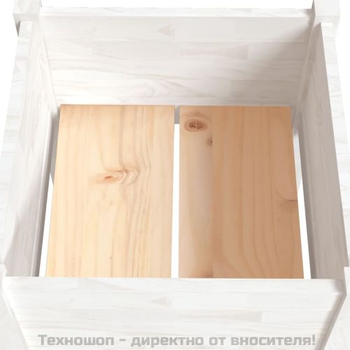 Градински сандък, бял, 50x50x70 см, бор масив