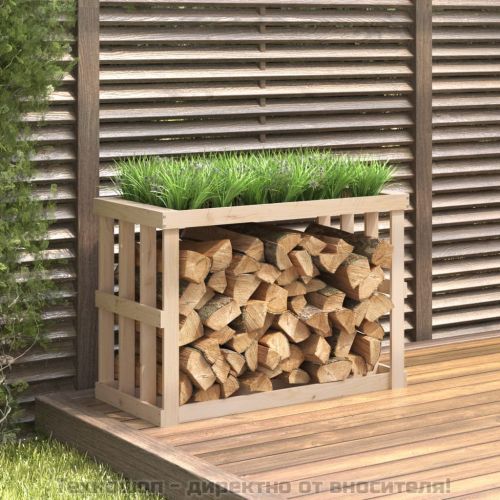 Външна поставка за дърва за огрев 108x52x74 см бор масив