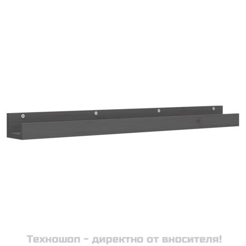 Стенни рафтове, 2 бр, сива, 110x12x9 см масивно борово дърво