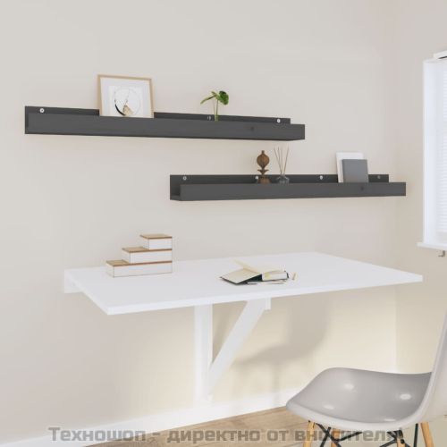 Стенни рафтове, 2 бр, сива, 110x12x9 см масивно борово дърво