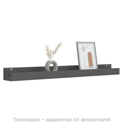 Стенни рафтове, 2 бр, сива, 110x12x9 см масивно борово дърво