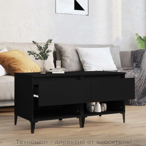 Странични маси, 2 бр, черни, 50x46x50 см, инженерно дърво