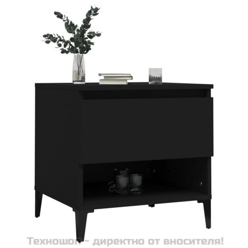 Странични маси, 2 бр, черни, 50x46x50 см, инженерно дърво