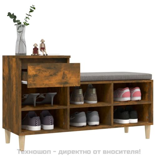 Шкаф за обувки, опушен дъб, 102x36x60 см, инженерно дърво