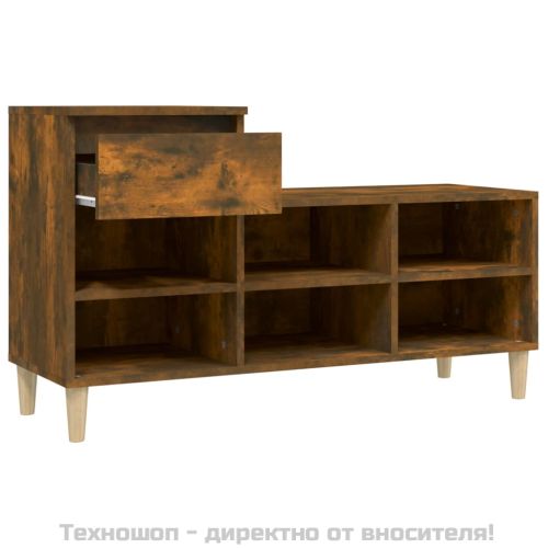 Шкаф за обувки, опушен дъб, 102x36x60 см, инженерно дърво