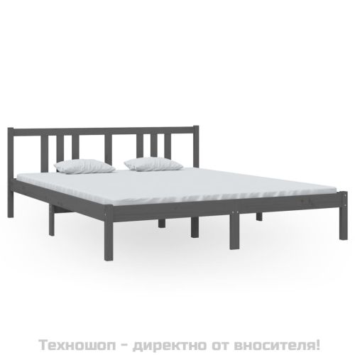 Рамка за легло, сива, дърво масив, 160х200 см