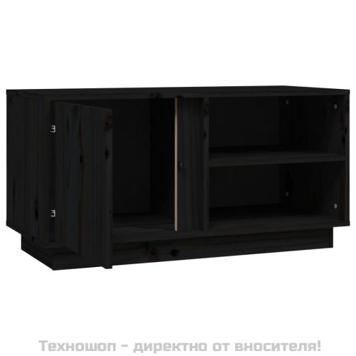 ТВ шкаф, черен, 80x35x40,5 см, бор масив