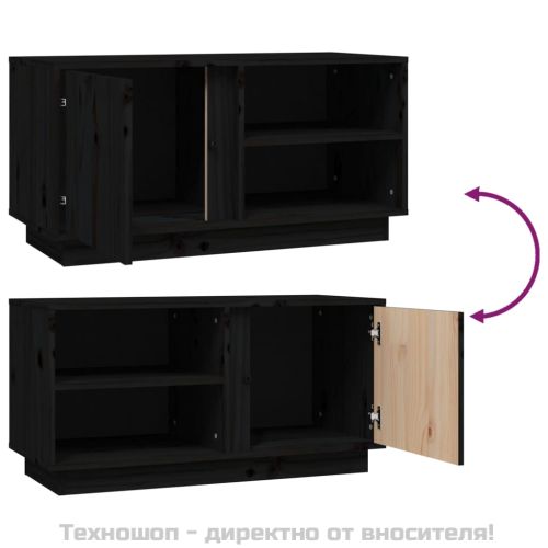 ТВ шкаф, черен, 80x35x40,5 см, бор масив