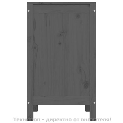 Кутия за пране, сива, 44x44x76 см, борово дърво масив