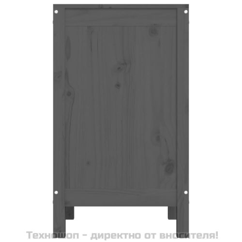 Кутия за пране, сива, 44x44x76 см, борово дърво масив