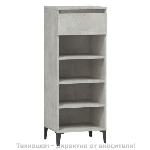 Етажерка за обувки, бетонно сива, 40x36x105 см, инженерно дърво