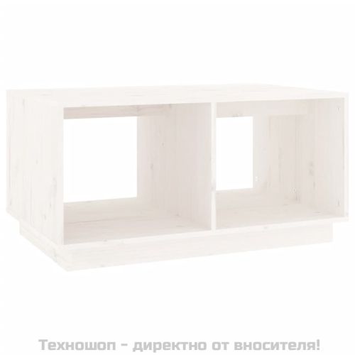Кафе маса, бяла, 80x50x40 см, борово дърво масив