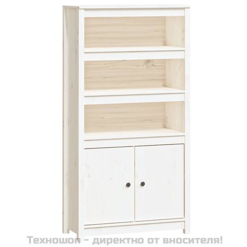 Висок шкаф, бял, 80x35x154 см, борово дърво масив