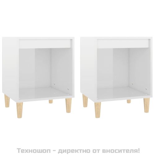 Нощни шкафчета, 2 бр, бял гланц, 40x35x50 см