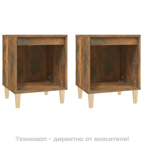 Нощни шкафчета 2 бр опушен дъб 40x35x50 см