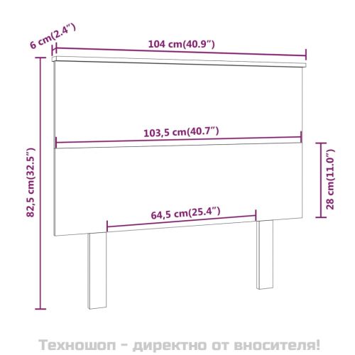 Горна табла за легло, сива, 104x6x82,5 см, бор масив
